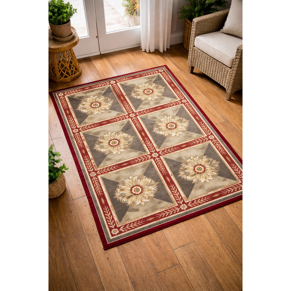 Gorgeous Vintage Handmade Needlepoint Floral Rug 3' x 5' Brown Tan Burgundy